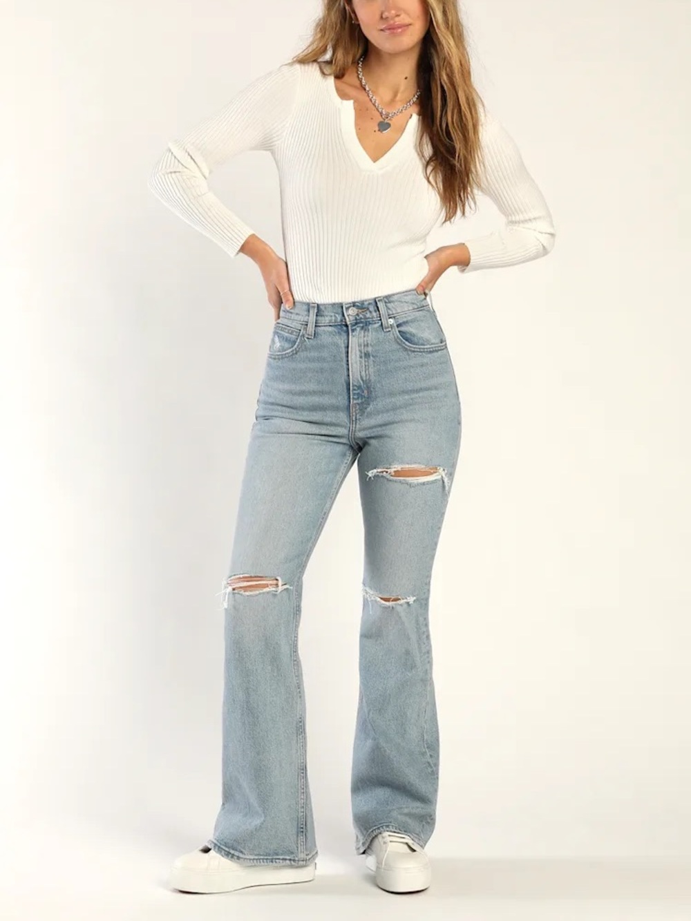 Levi's 70s High Flare Distressed Light Wash Jeans Size 25